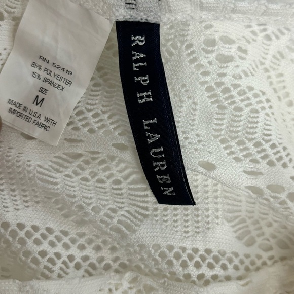 Ralph Lauren Crochet Drawstring Swim Bathing Suit Cover Up Medium White NEW - Picture 3 of 7